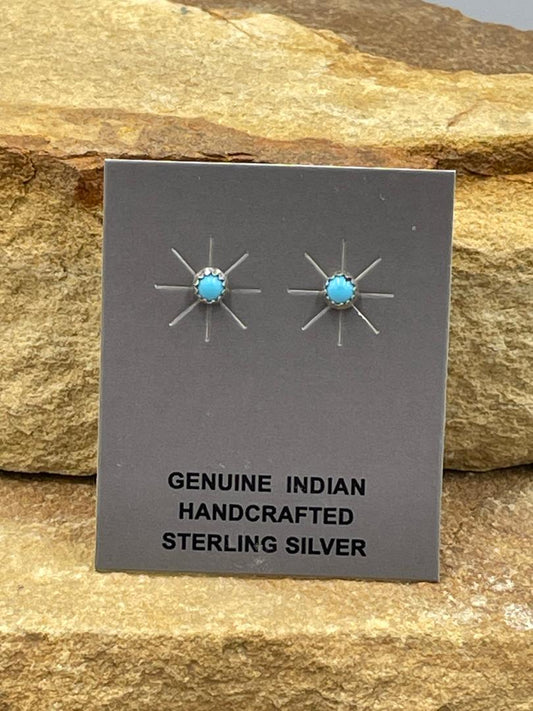 Sterling Silver and Kingman Turquoise 4mm Stud Earrings