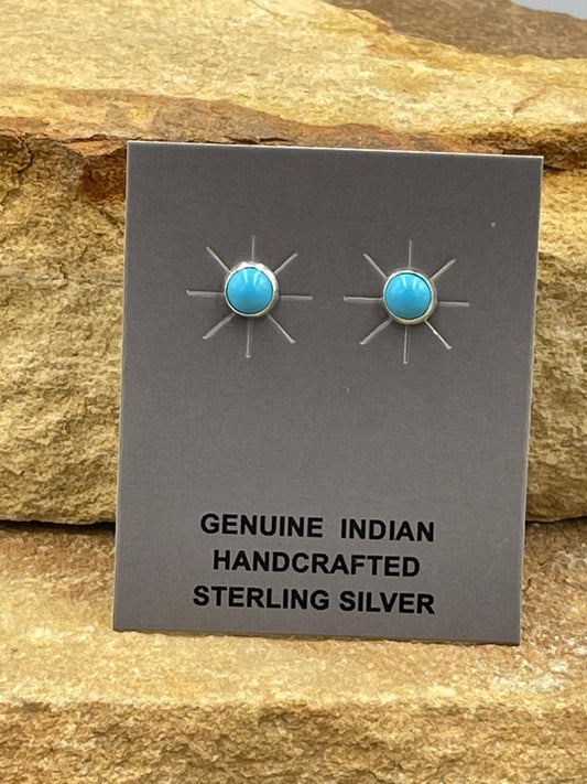 Sterling Silver and Kingman Turquoise 5mm Stud Earrings