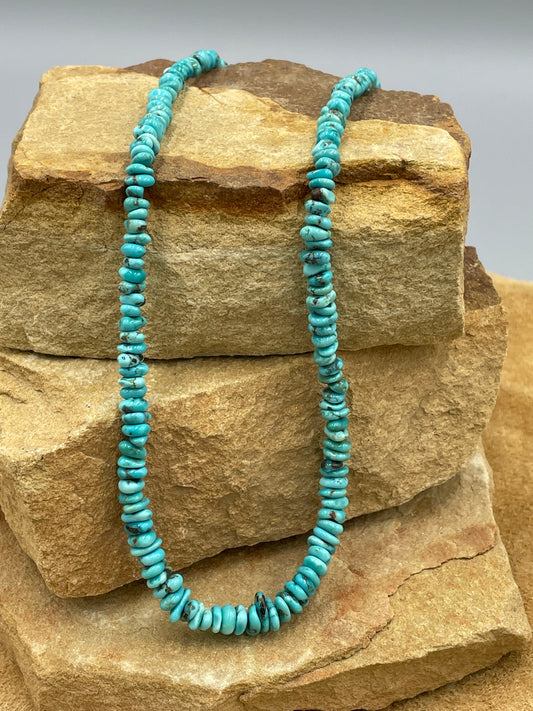 High-Grade Nuggets of Lone Mountain Turquoise 19" Necklace