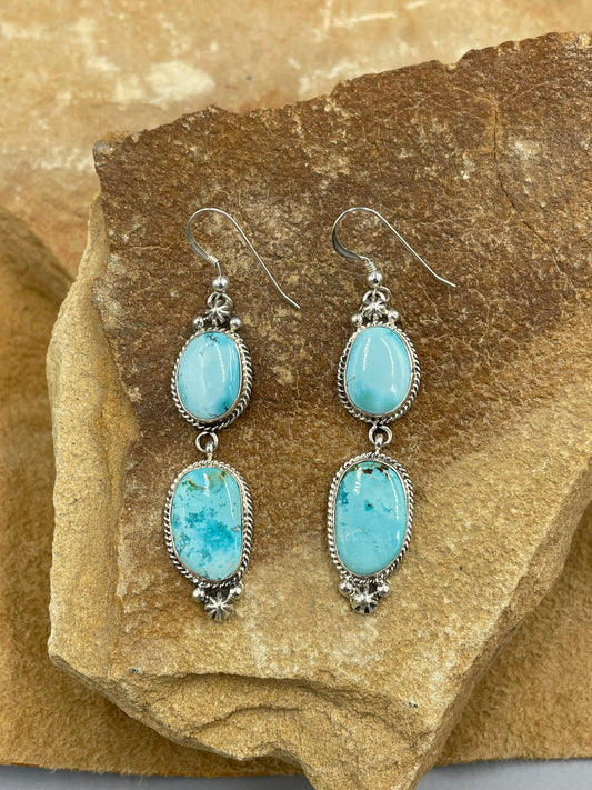 Larimar Sterling Silver Dangle Earrings by artist Wylie