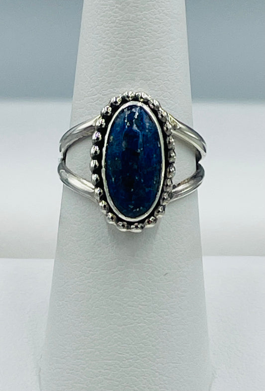 Lapis Sterling Silver Ring Size 7 Split Band