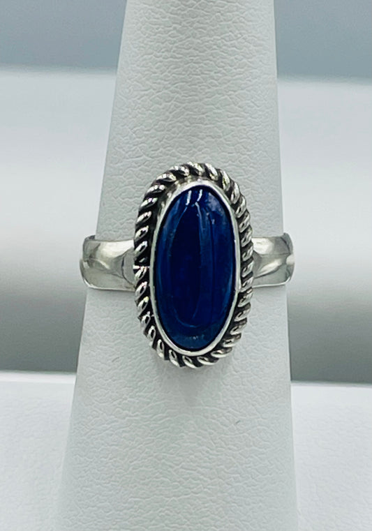 Lapis Sterling Silver Ring Size 6.5 Solid Band