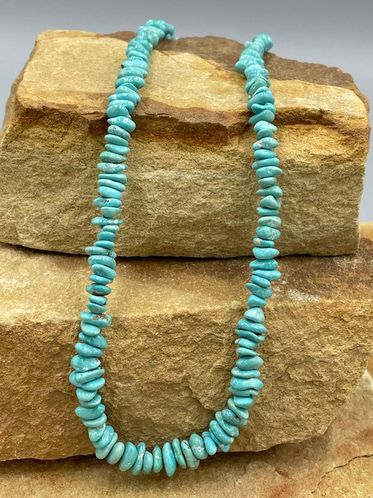 Blue High-Grade Nuggets of Lone Mountain Turquoise 19" Necklace