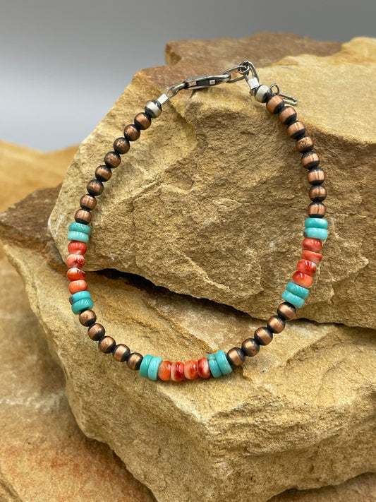 Copper Pearl Multi Beaded Bracelet
