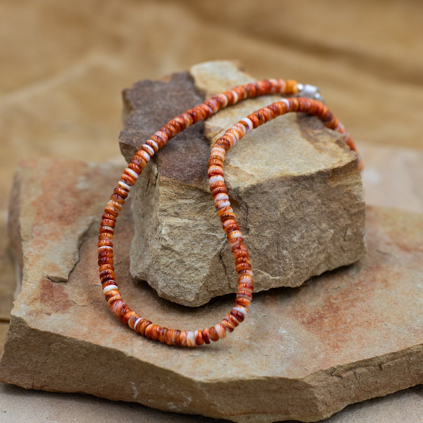 Orange Spiny Oyster Southwestern Style Necklace