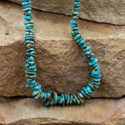 Kingman Turquoise Nugget Southwestern Style Necklace with Sterling Silver Clasp