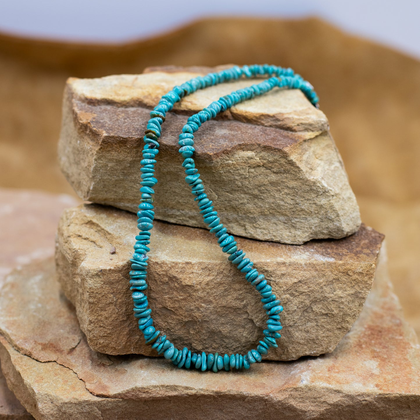 Fox Turquoise Nugget Southwestern Style Necklace with Sterling Silver Clasp