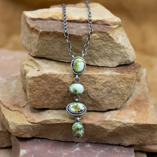 Necklace Palomino Variscite 4 Stone Necklace on Sterling Silver Chain by JG