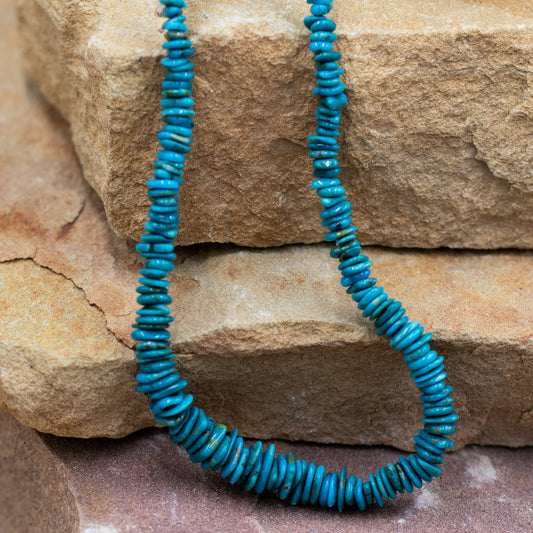 Fox Turquoise Chip 24" Necklace with Sterling Silver Clasp