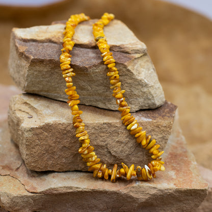 Milky Amber Chip Southwestern Style Necklace with Sterling Silver Clasp