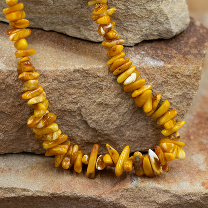 Milky Amber Chip Southwestern Style Necklace with Sterling Silver Clasp