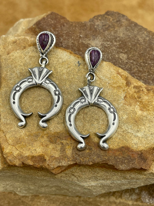 Sterling Silver and Purple Spiny Naja Earrings