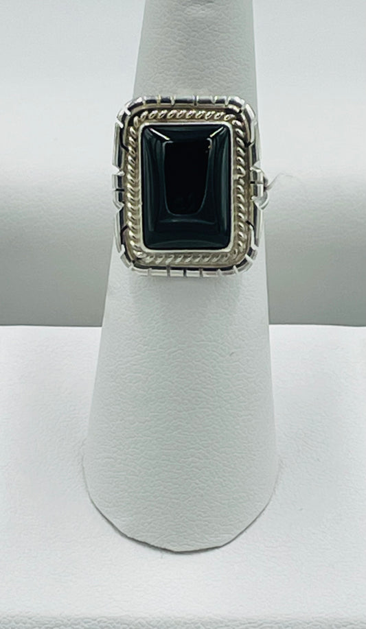 Black Onyx Sterling Silver Ring by artist Peggy Skeets