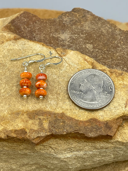 Sterling Orange Spiny Oyster Shell Dangle Earrings