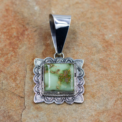 Sterling Silver Stamped Stone Mountain Southwestern Pendant by Eula Wylie