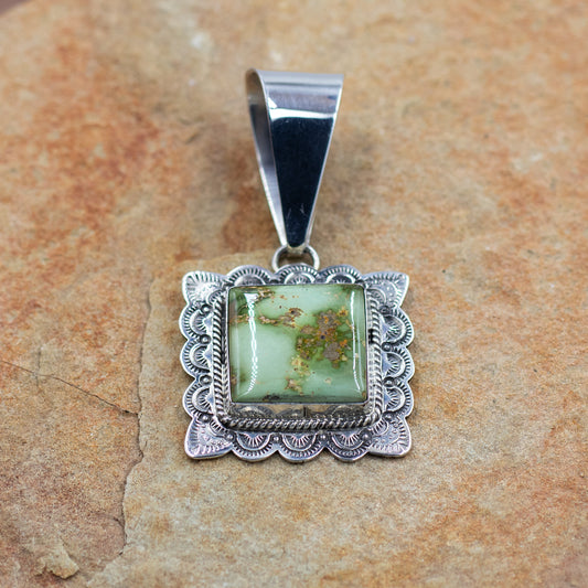 Sterling Silver Stamped Stone Mountain Southwestern Pendant by Eula Wylie