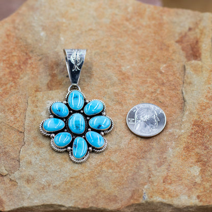 Sterling Silver Sonoran Beauty Turquoise Cluster Pendant by Eula Wylie