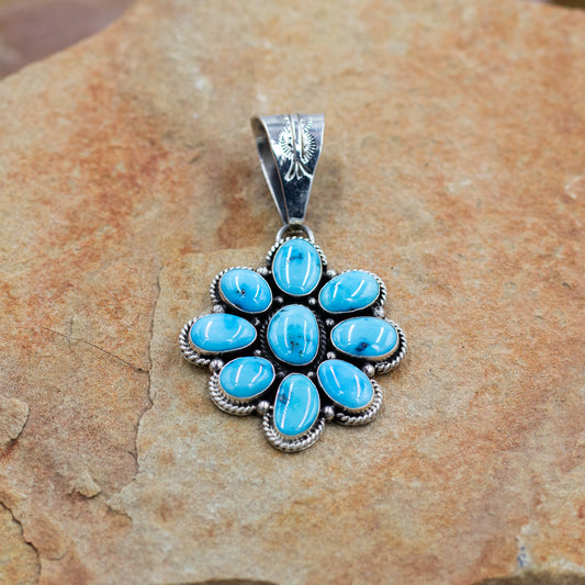 Sterling Silver Sonoran Beauty Turquoise Cluster Pendant by Eula Wylie