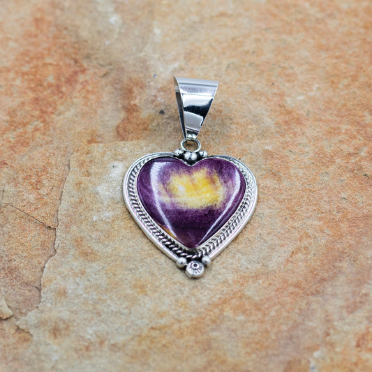 Sterling Silver Purple Spiny Oyster Heart Pendant by C. Charley