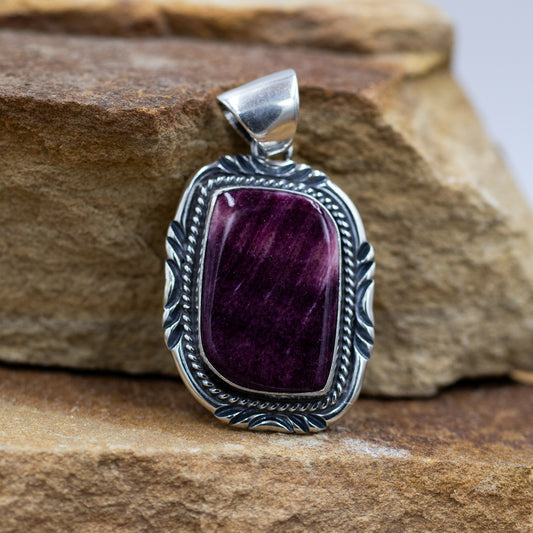 Purple Spiny Oyster Sterling Silver Pendant by J. Begay