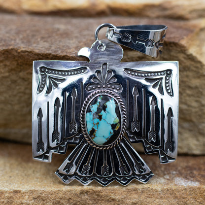 Blue Moon Thunderbird Sterling Silver Pendant Southwestern by Sunshine Reeves