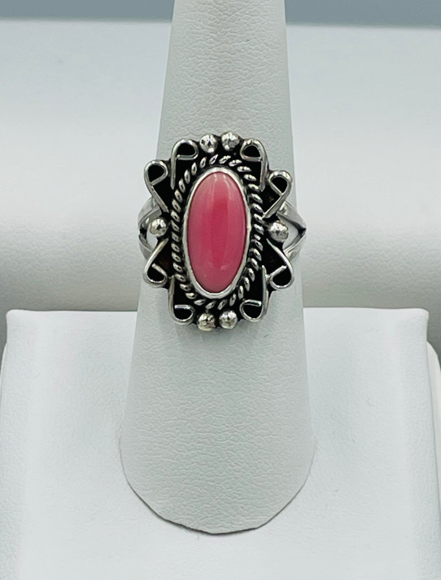 Pink Conch Sterling Silver Ring size 7.5 by artist Jimmie Patterson
