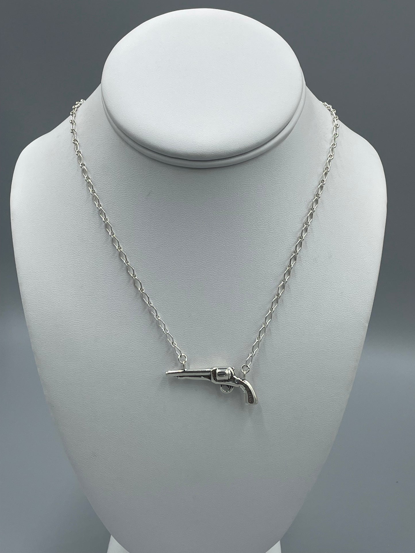 Sterling Silver Pistol Necklace 18" chain