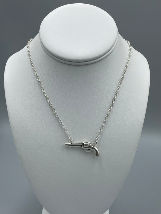 Sterling Silver Pistol Necklace 18" chain