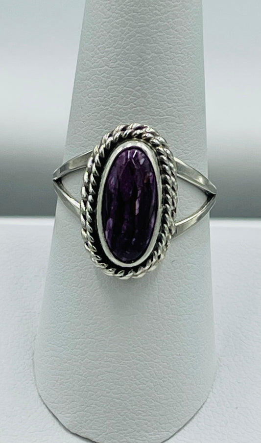 Purple Spiny Oyster Sterling Silver Size 8 by Jimmie Patterson