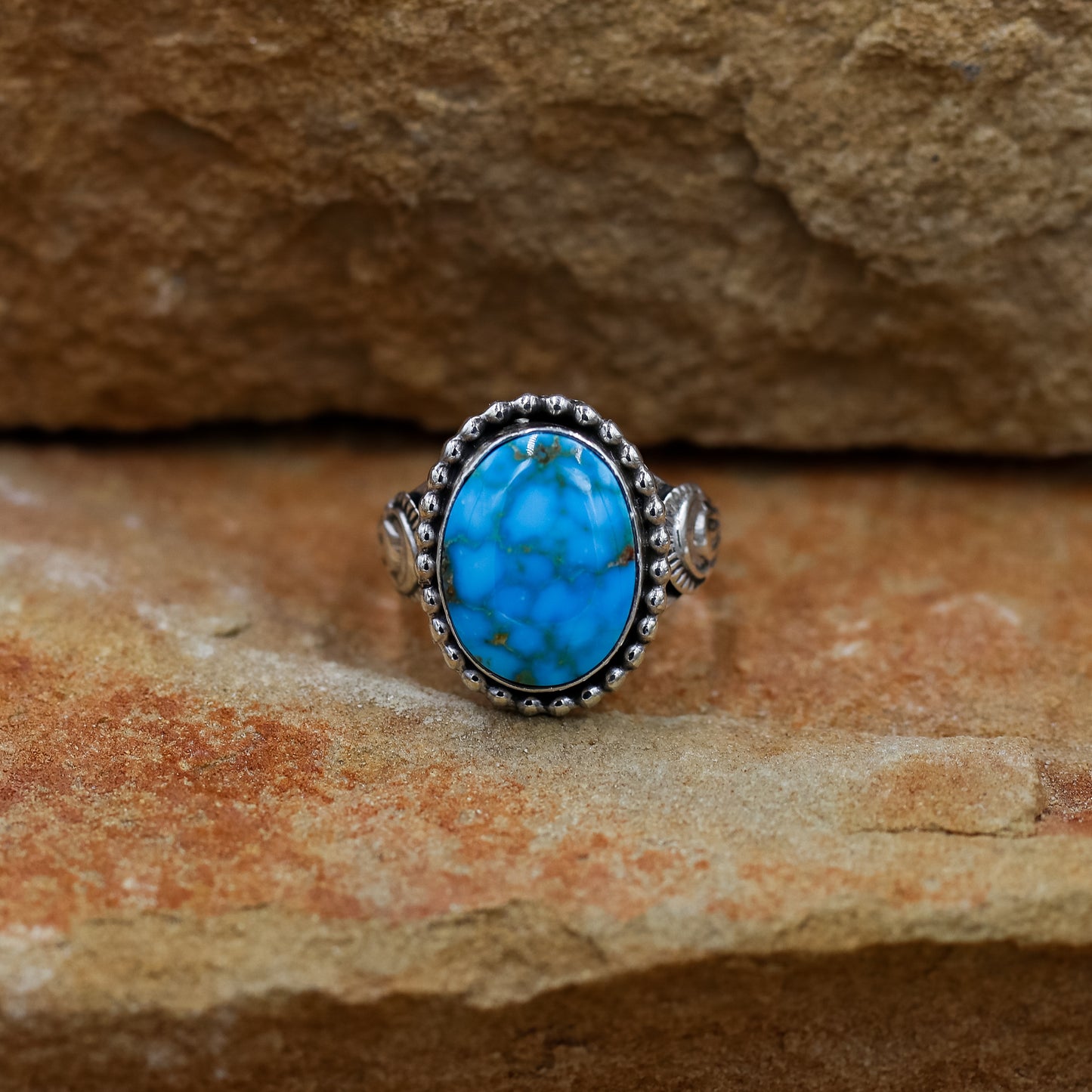 Water Web Kingman Turquoise Sterling Silver size 7 Ring by Antoinette Platero