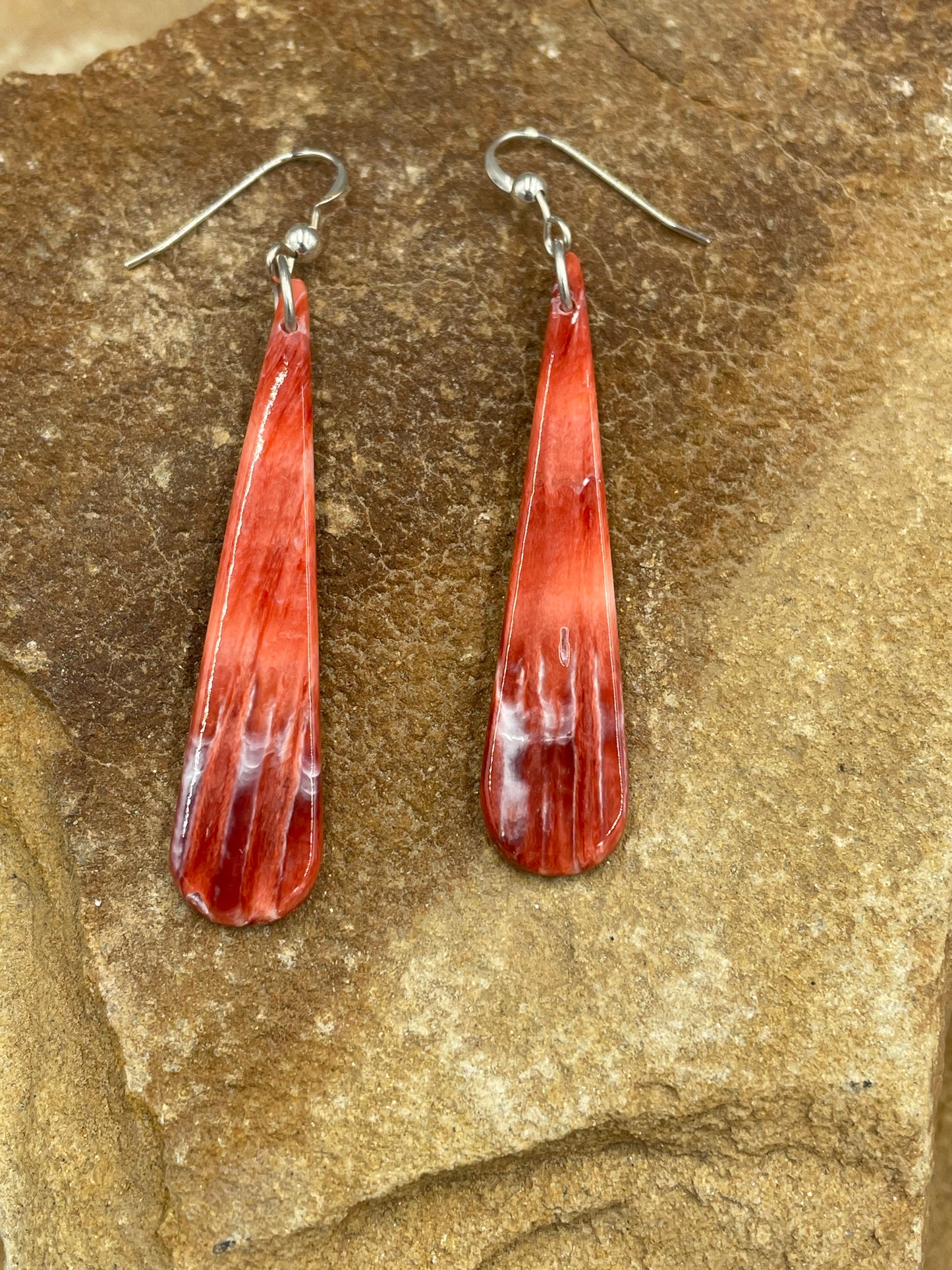 Red Spiny Oyster Slab Earrings