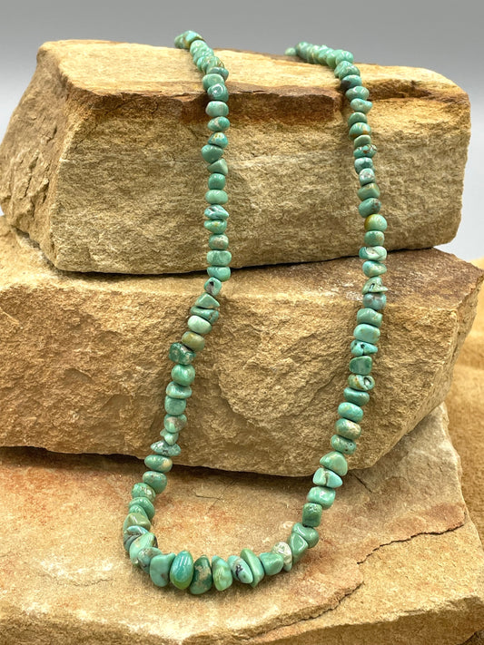 Natural Turquoise 4mm - 7mm Graduated Nugget 18"necklace