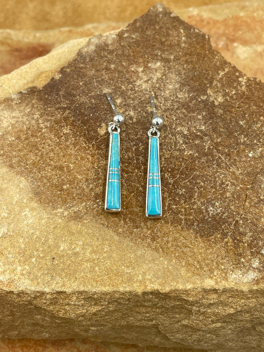 Sterling Silver and Kingman Turquoise Inlay Post