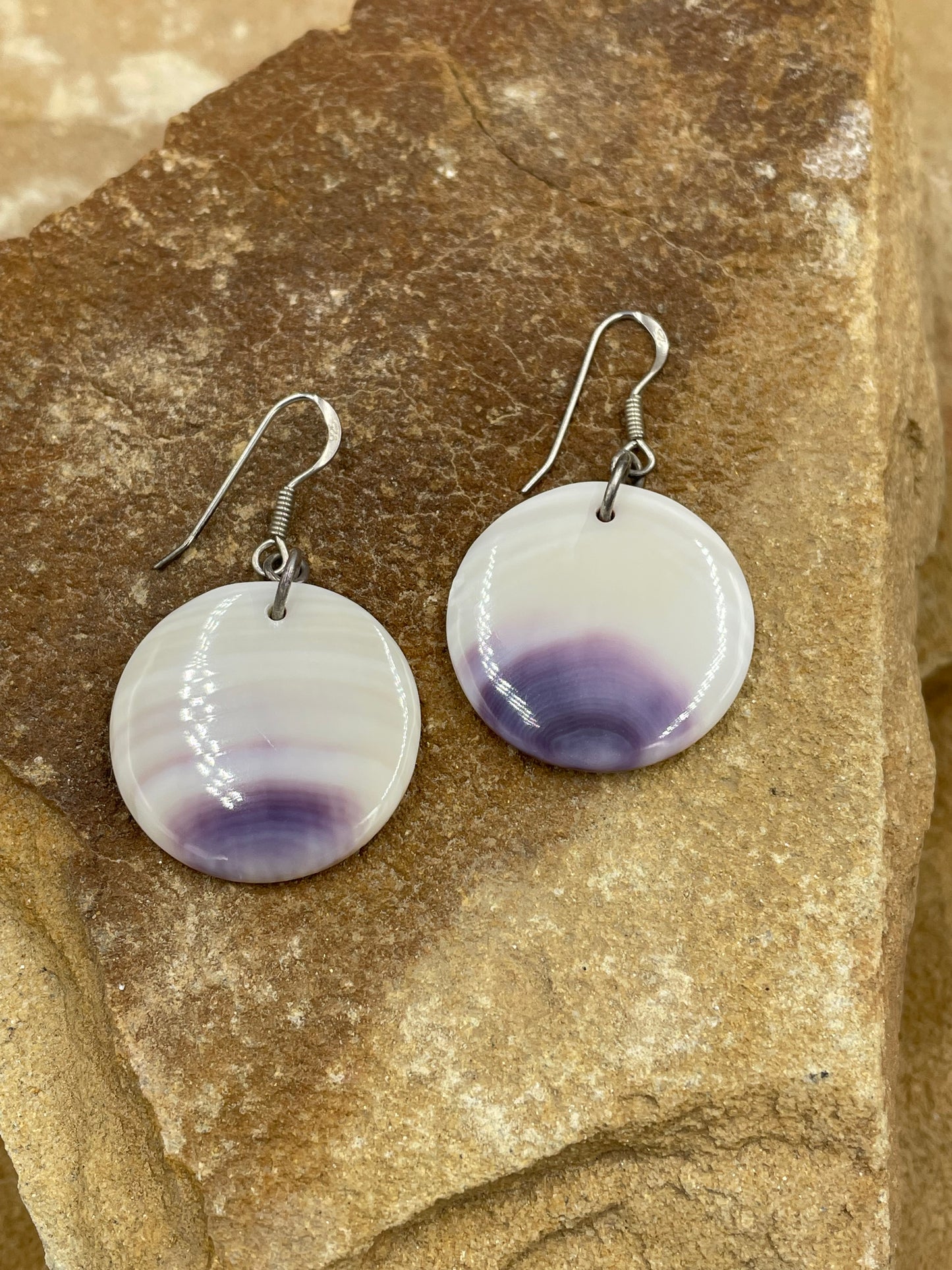 Natural Purple Wampum Shell Earrings