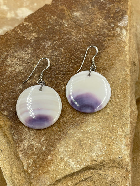Natural Purple Wampum Shell Earrings