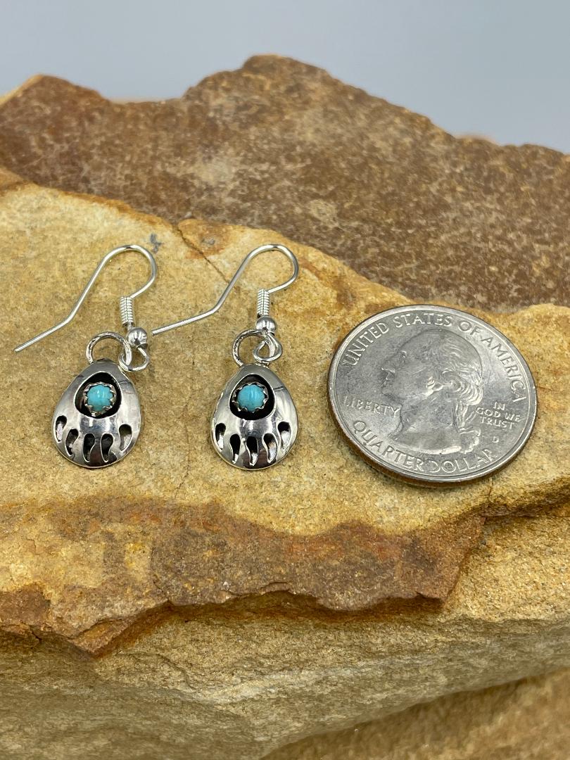 Sterling Silver Bear Paw with Kingman Turquoise