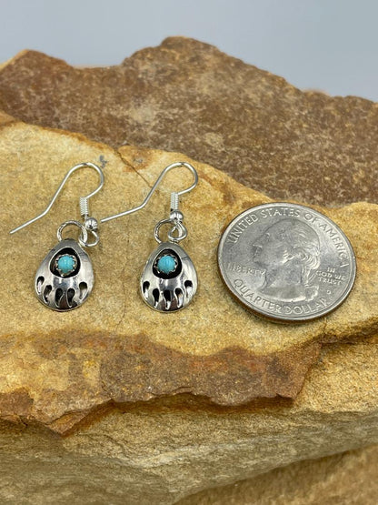 Sterling Silver Bear Paw with Kingman Turquoise