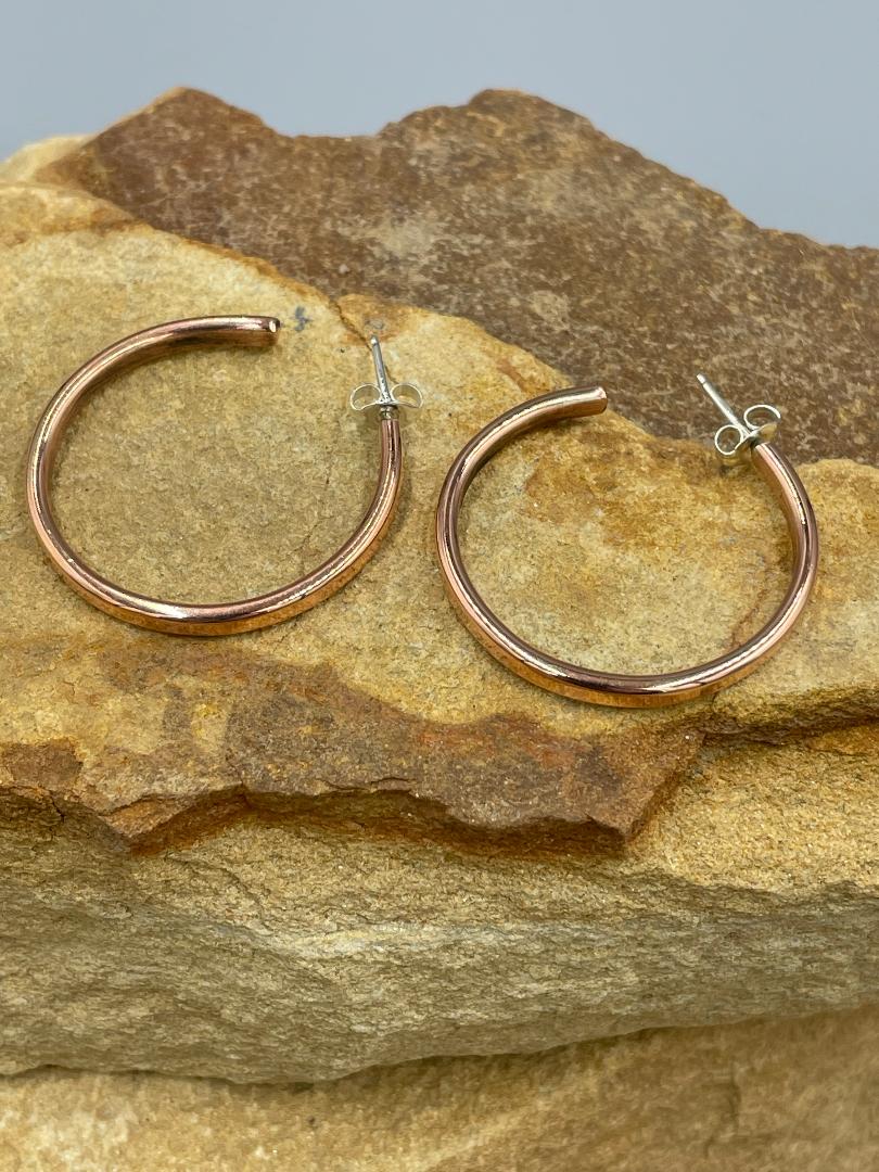 Copper Hoops with Sterling Silver Posts