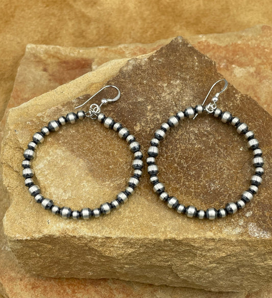 Sterling Silver 4-5mm Pearl Hoop Earrings
