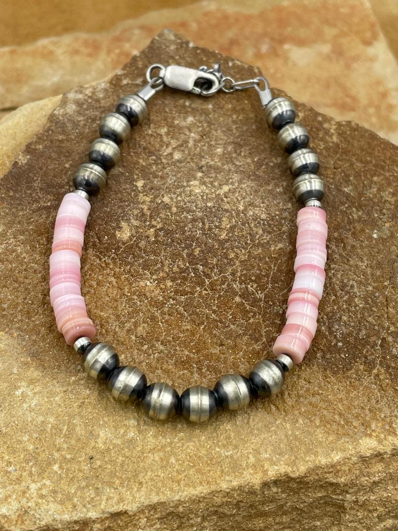 Sterling Silver 6mm Pearls with Natural Pink Conch