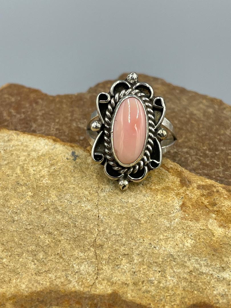 Natural Pink Conch Shell Ring size 8.5