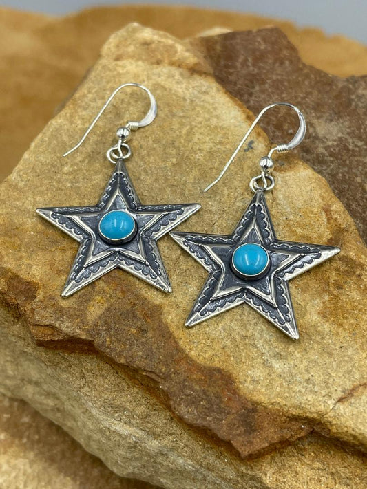 Sterling Silver Star Kingman Turquoise Post earrings